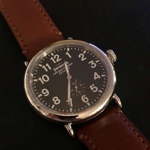 Shinola 47mm Runwell, Black/Brown
